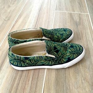 Keds X Rifle Paper Co Green Leaf Slip On Sneakers